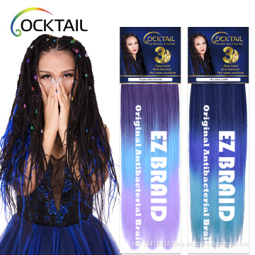 over 100 colors three pack 3x ez pre stretched ombre braiding hair, 3 in 1 wholesale synthetic braiding hair pack